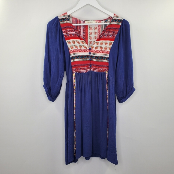 Umgee Dresses & Skirts - Umgee Boho Multicolor Floral Tunic Dress Patchwork